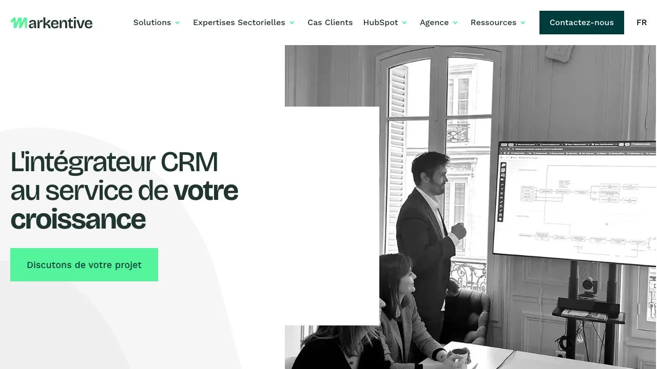 Homepage of the Markentive CRM and growth agency website