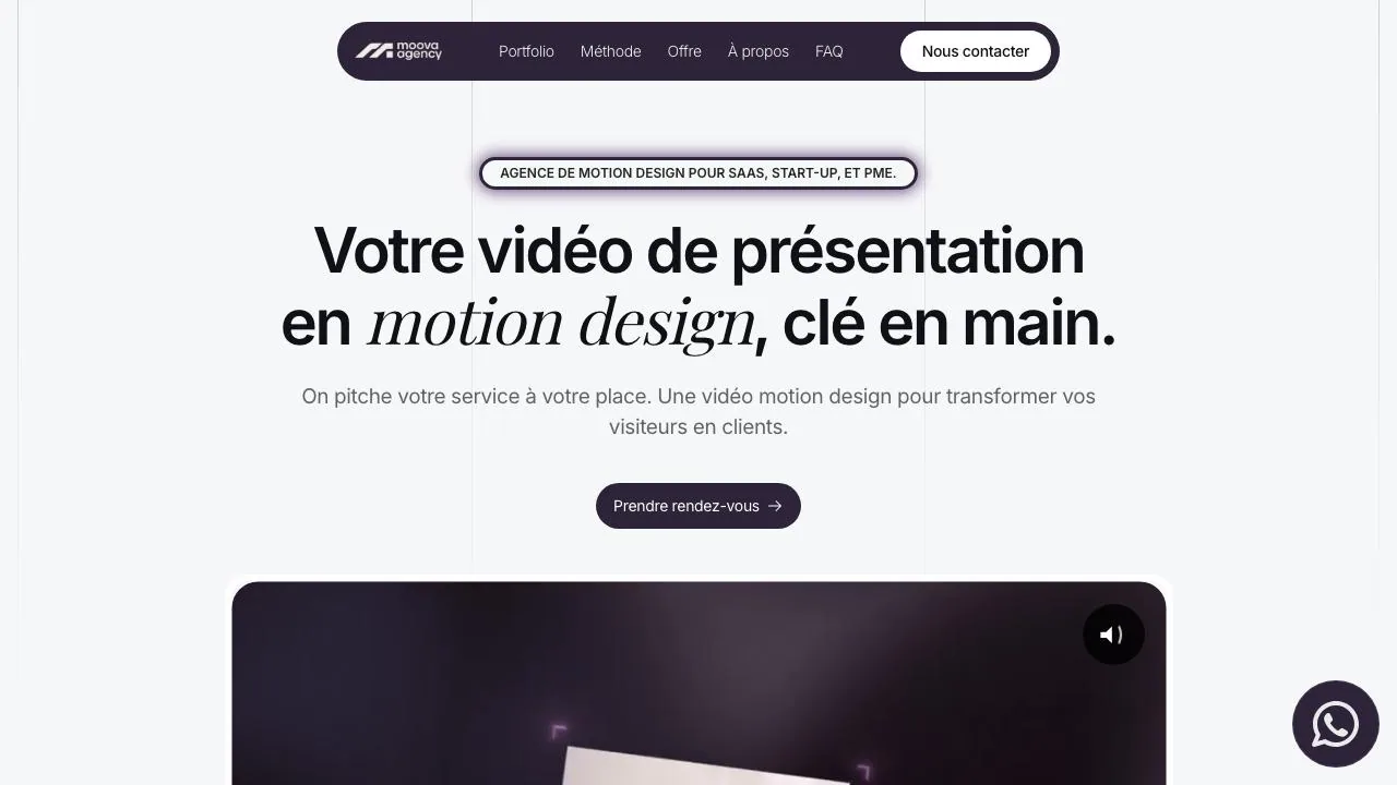 モーションデザインエージェンシーMoovaのウェブサイトのトップページ