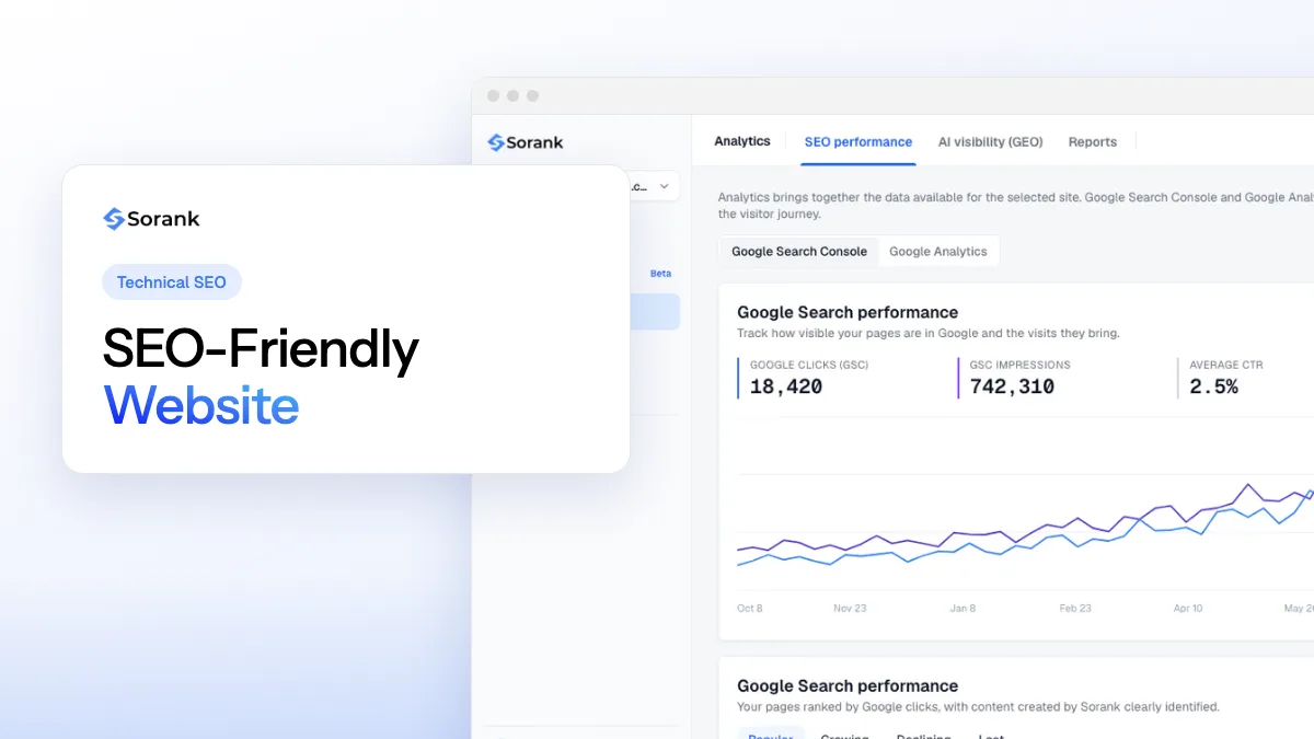 Cover of the Sorank checklist for building an SEO-friendly website