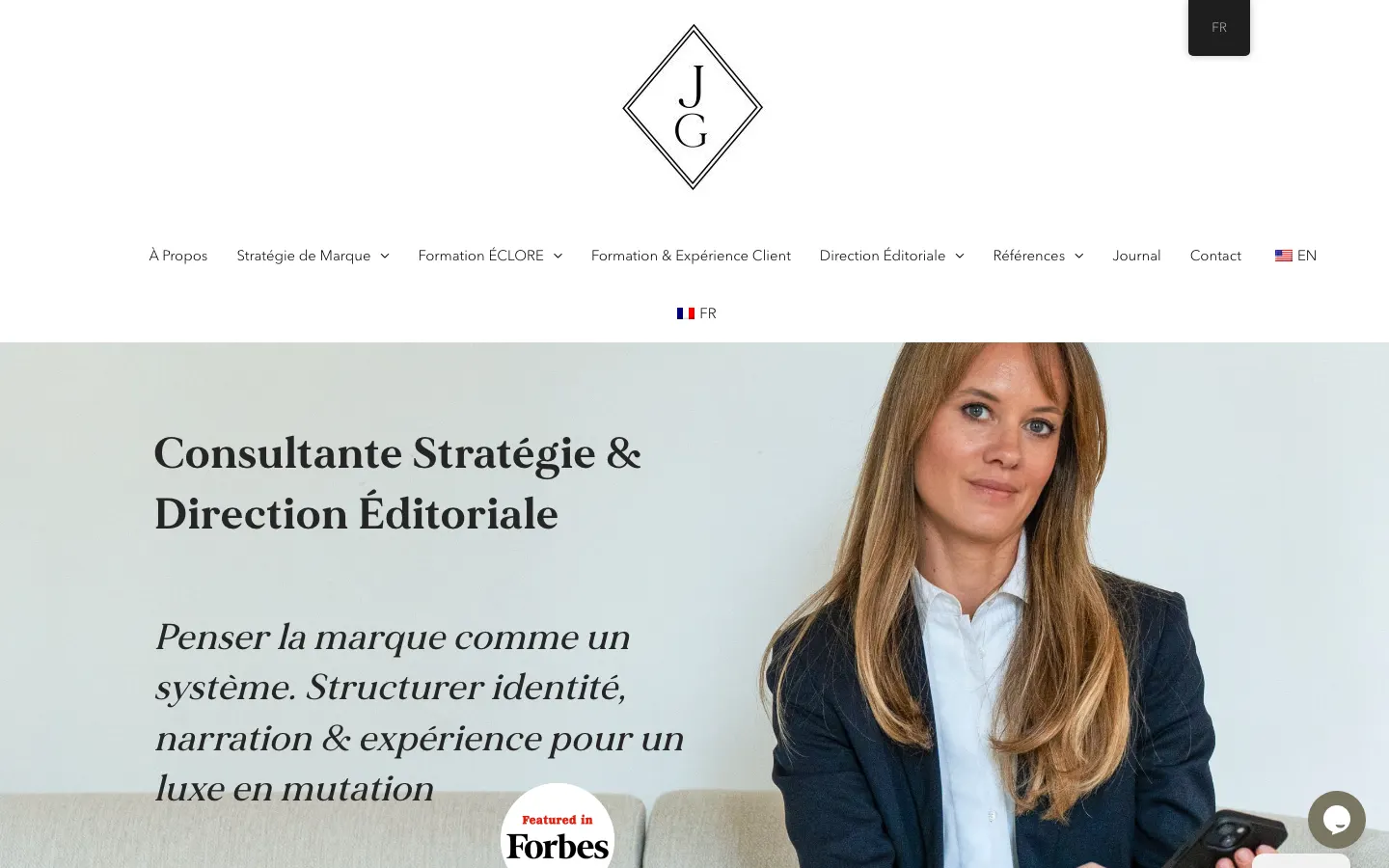 パリとジュネーブを拠点とするブランド戦略コンサルタントJustine Grossetのサイトのトップページ