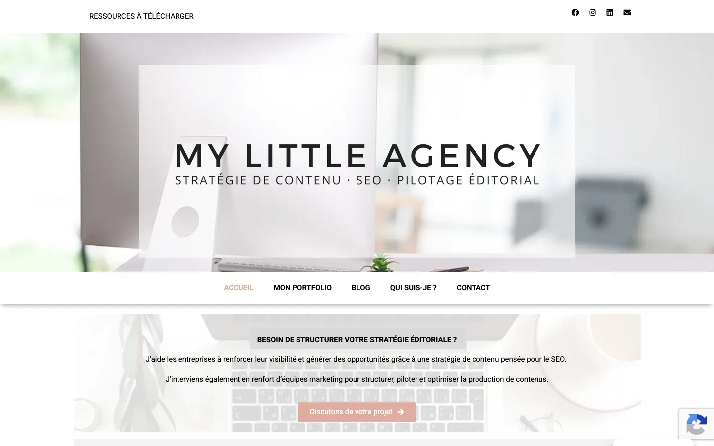 フリーランスの編集プロジェクトマネージャーJeanne MerleのサイトMy Little Agencyのトップページ