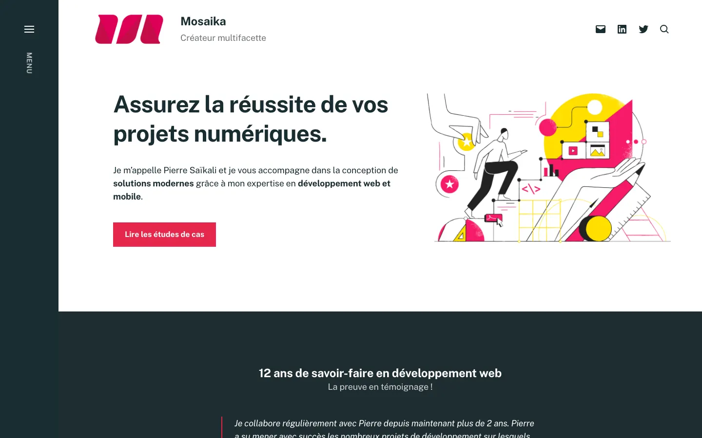 トゥールのWordPress・Laravel開発者Pierre SaïkaliのサイトMosaikaのトップページ