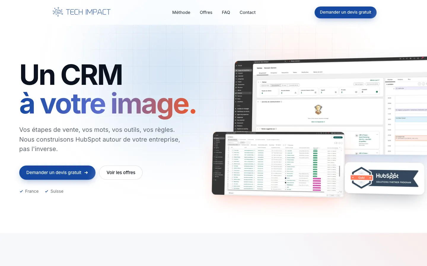 HubSpotコンサルタントCédric PichonとRomain GaransのサイトTechImpactのトップページ