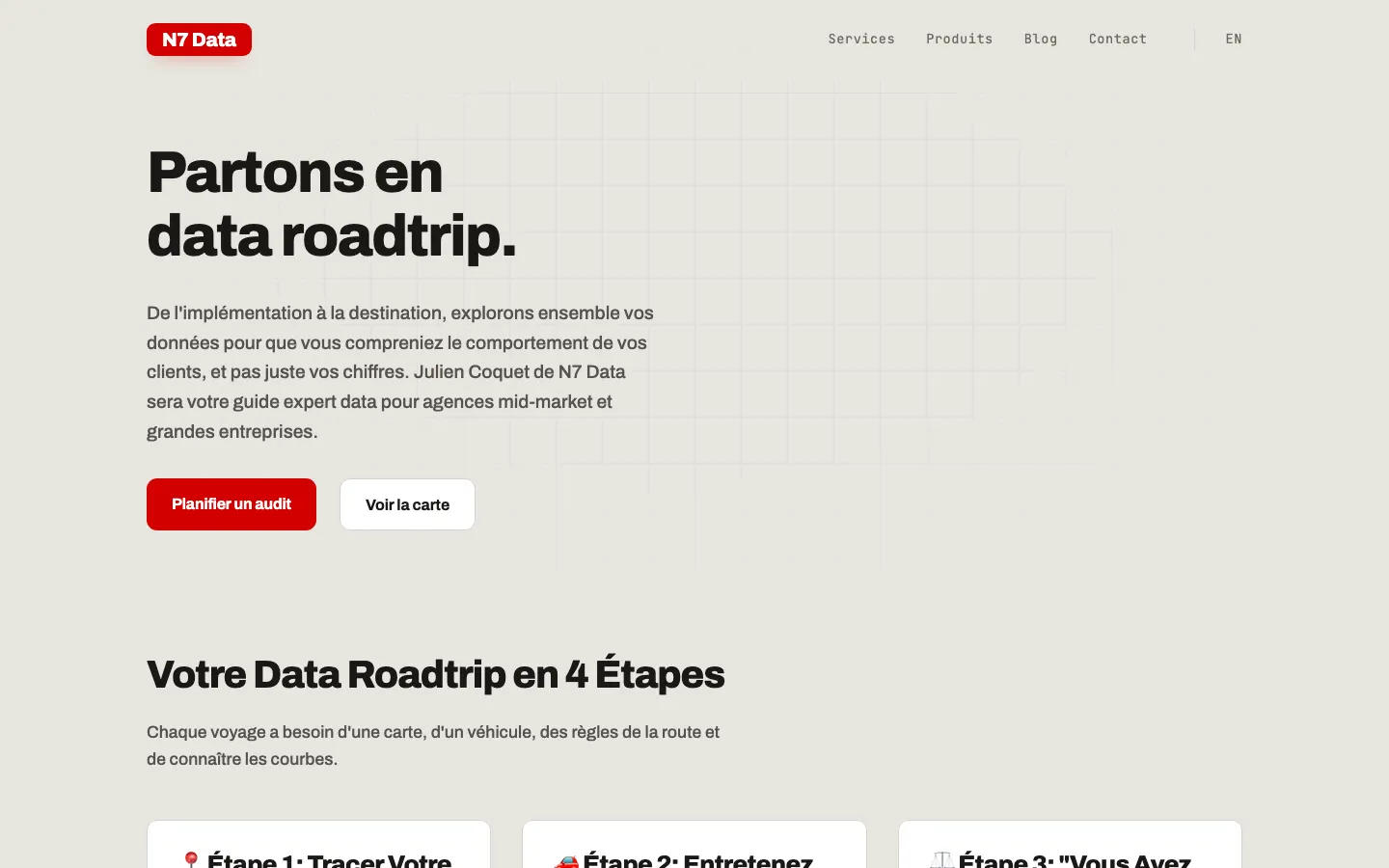 モンテリマールのデジタル解析コンサルタントJulien CoquetのサイトN7 Dataのトップページ