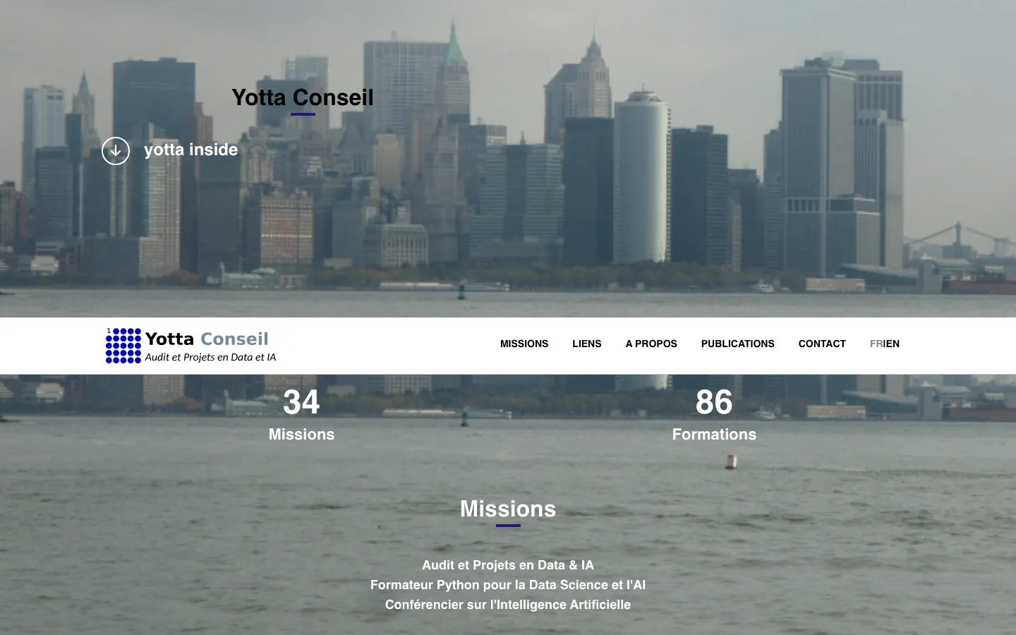 データとAIの独立系コンサルタントFrancis WolinskiのサイトYotta Conseilのトップページ