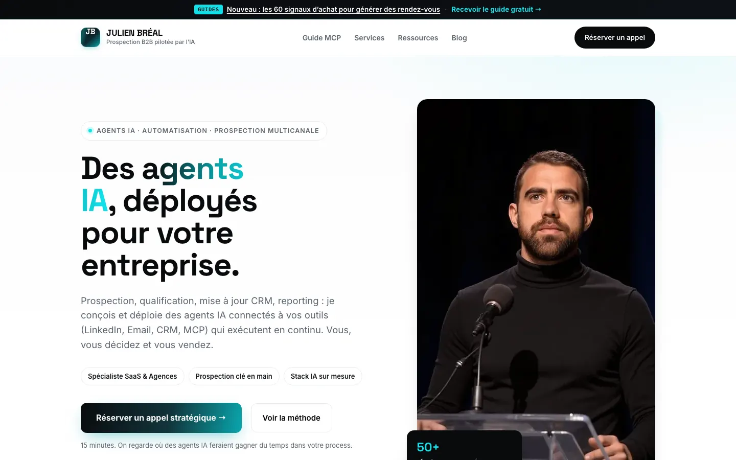 AIエージェントによるB2B新規開拓コンサルタントJulien Bréalのサイトのトップページ