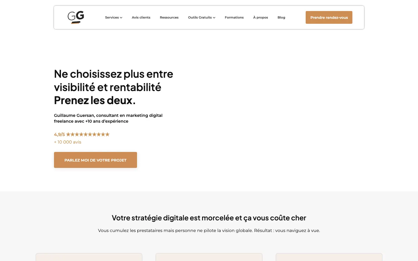 ルーアンのフリーランスSEO・被リンク獲得担当Guillaume Guersanのサイトのトップページ
