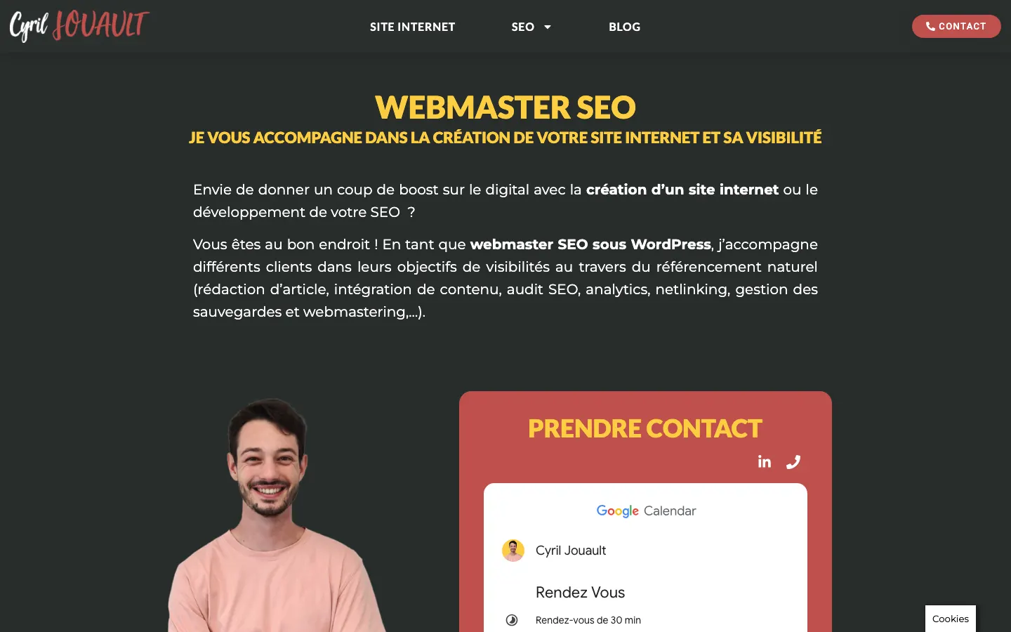 カーンのフリーランスSEOウェブマスターCyril Jouaultのサイトのトップページ