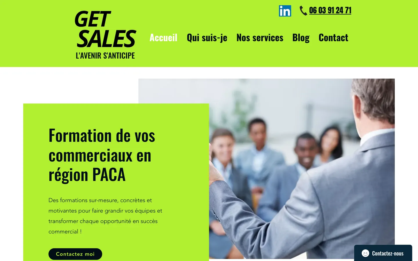 PACA地域圏で電話営業の研修を行うEric PetullaのサイトGet Salesのトップページ