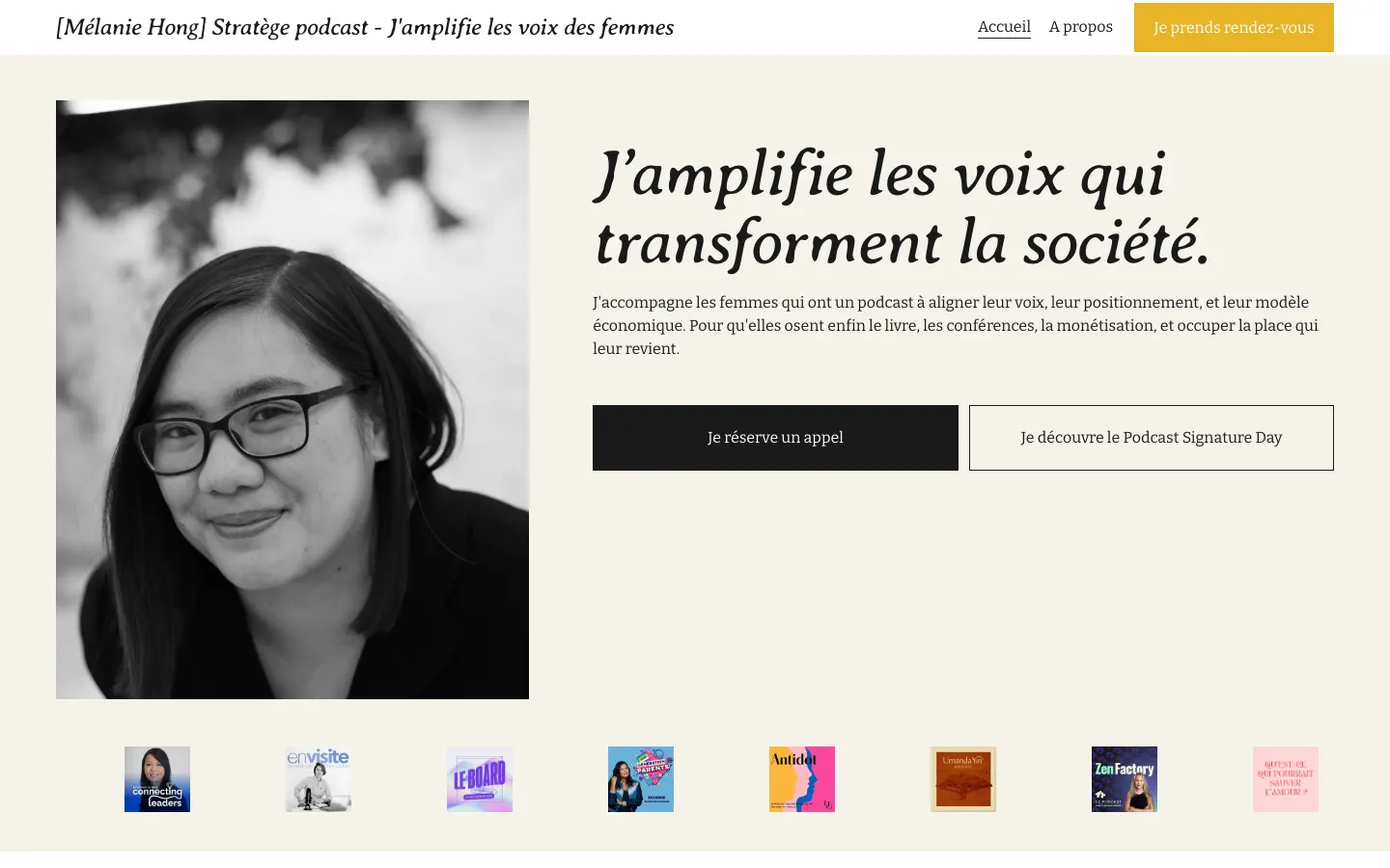 独立系ポッドキャストストラテジストMélanie HongのサイトBonjour Podcastのトップページ