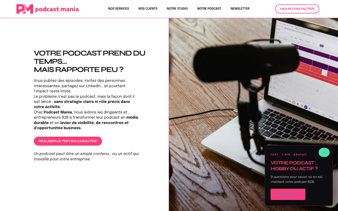 ブルターニュでB2B経営者向けに活動するポッドキャストコンサルタントGaël AymardのサイトPodcast Maniaのトップページ