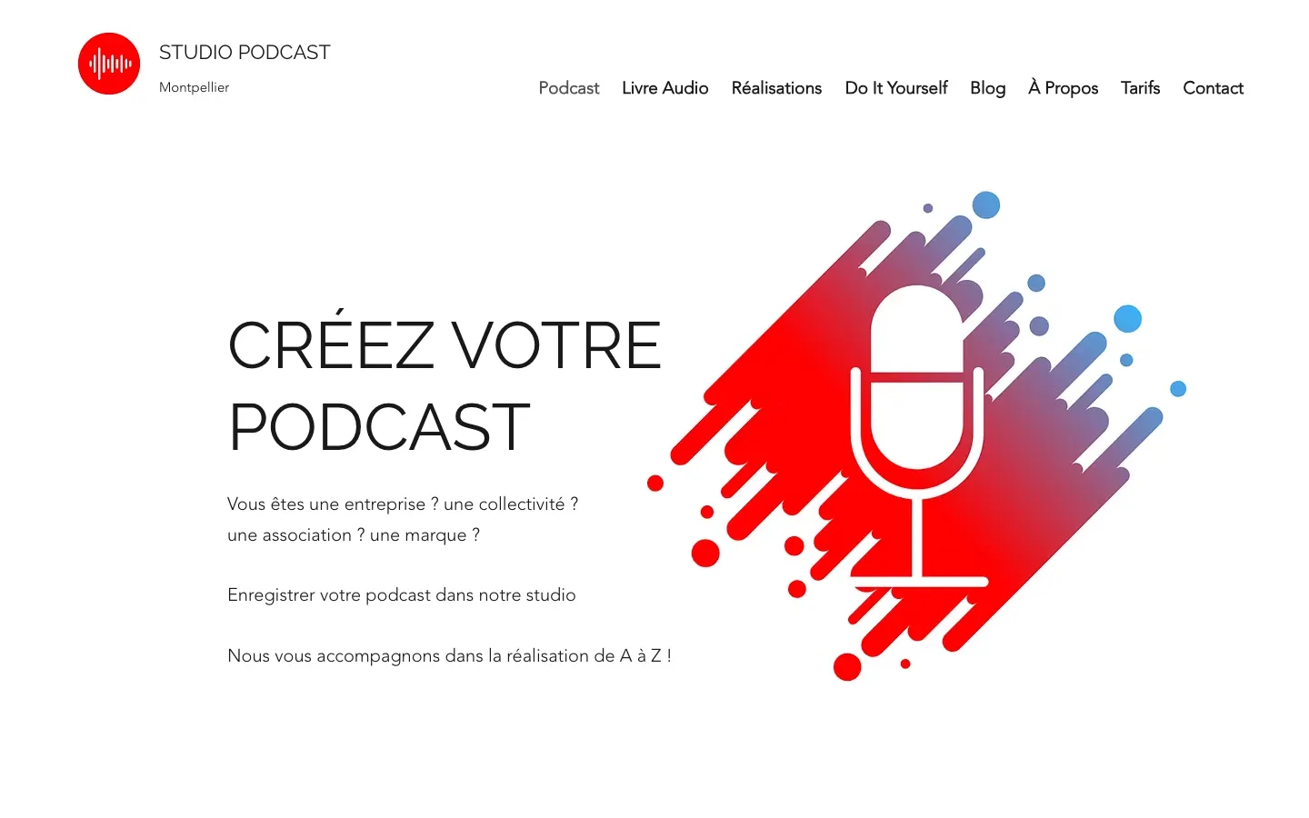 録音スタジオとポッドキャスト支援を提供するBastien NicolaïのサイトStudio Podcast Montpellierのトップページ