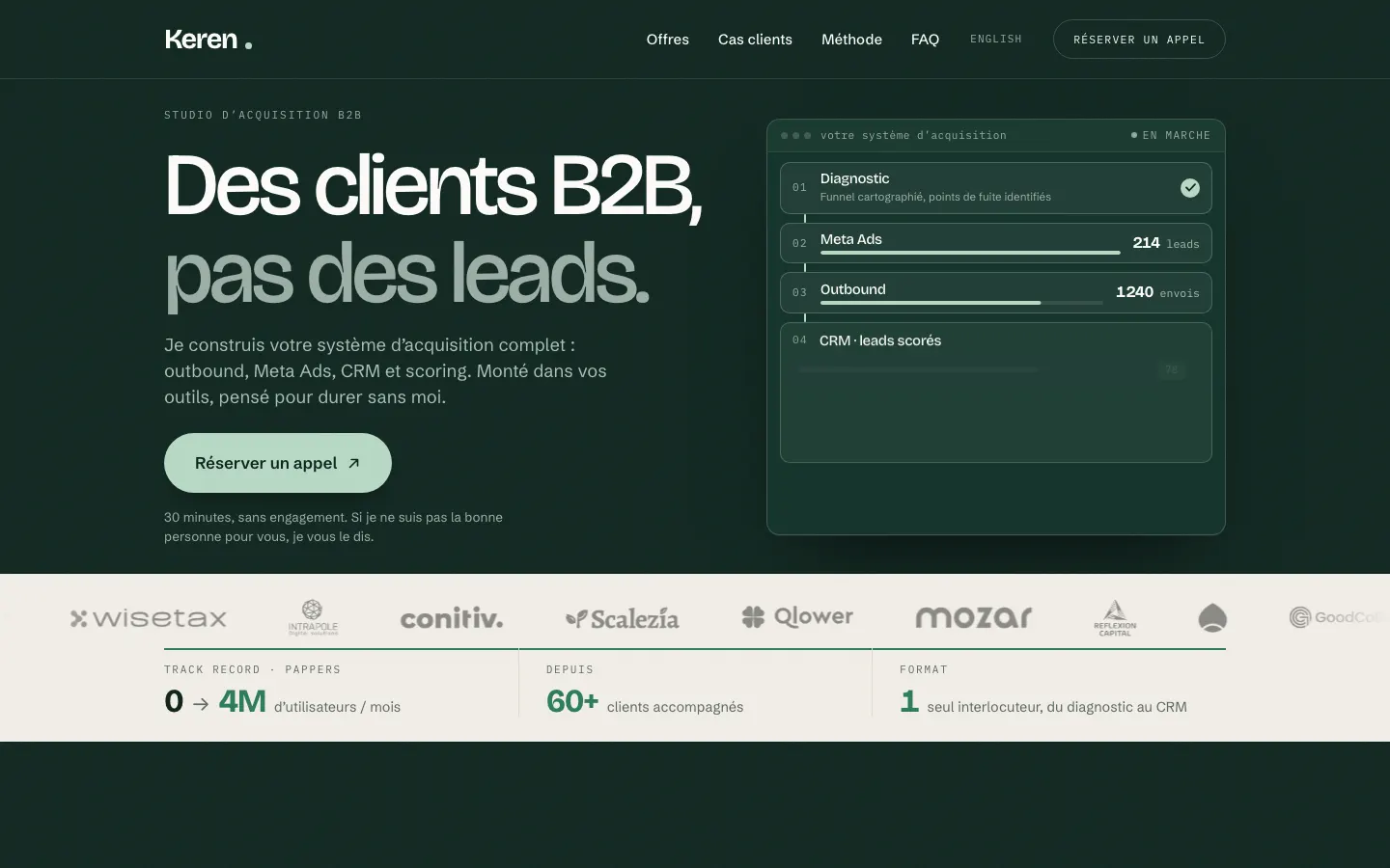 B2B集客とコールドアプローチのコンサルタントThéo GéniesseのサイトKerenのトップページ