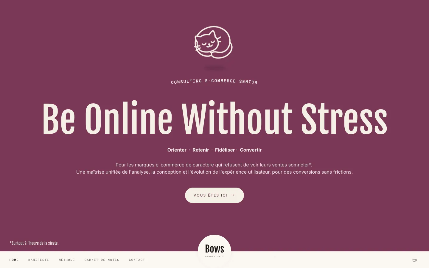 ECのUXとコンバージョンのコンサルタントAlice GirardのサイトBowsのトップページ