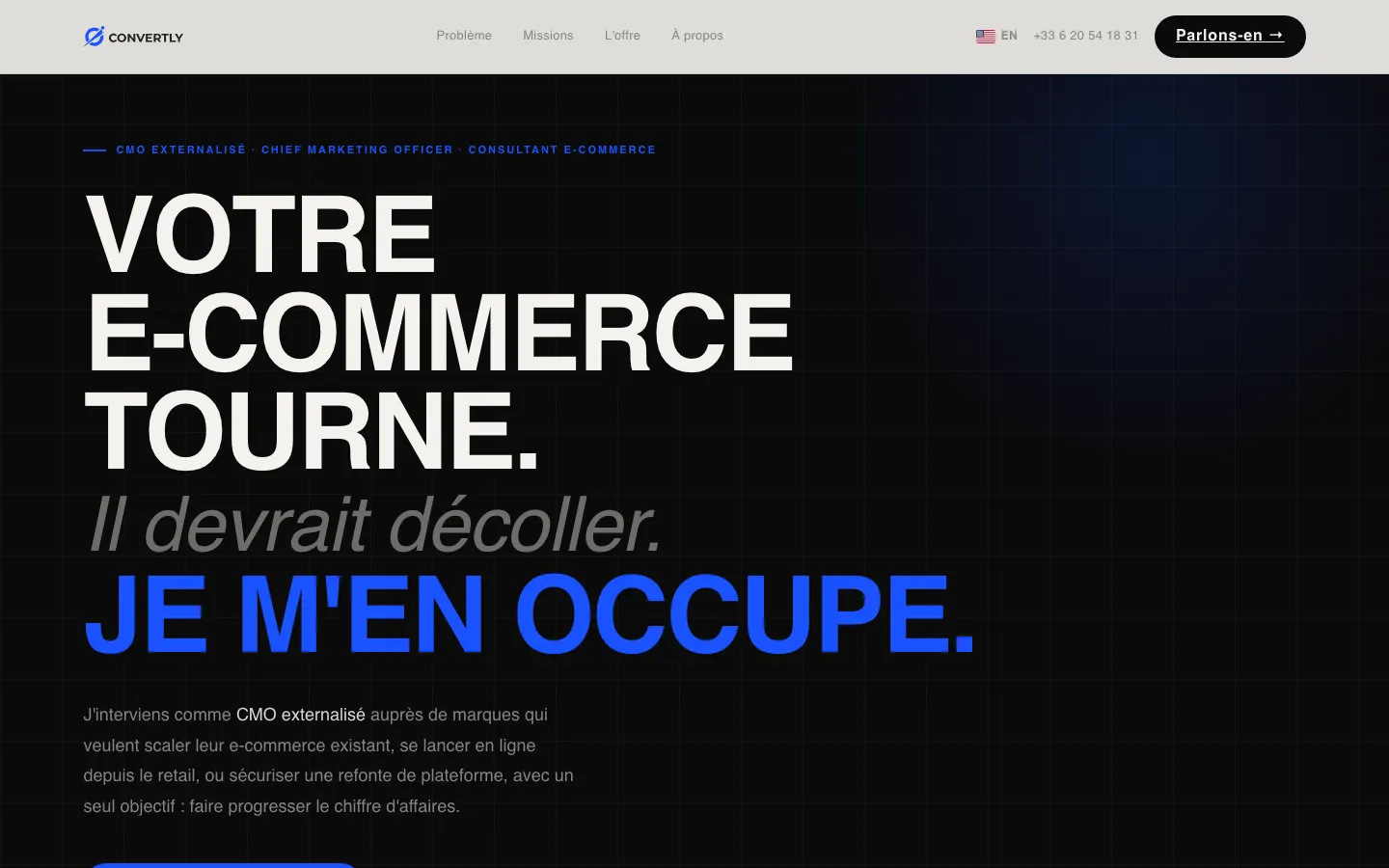 外部CMO兼ECコンサルタントMendy BerrebiのサイトConvertlyのトップページ
