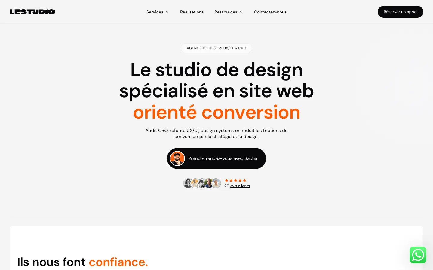 ECのUXデザインとCROのスタジオLeStudio（Sacha Vetzikian）のサイトのトップページ