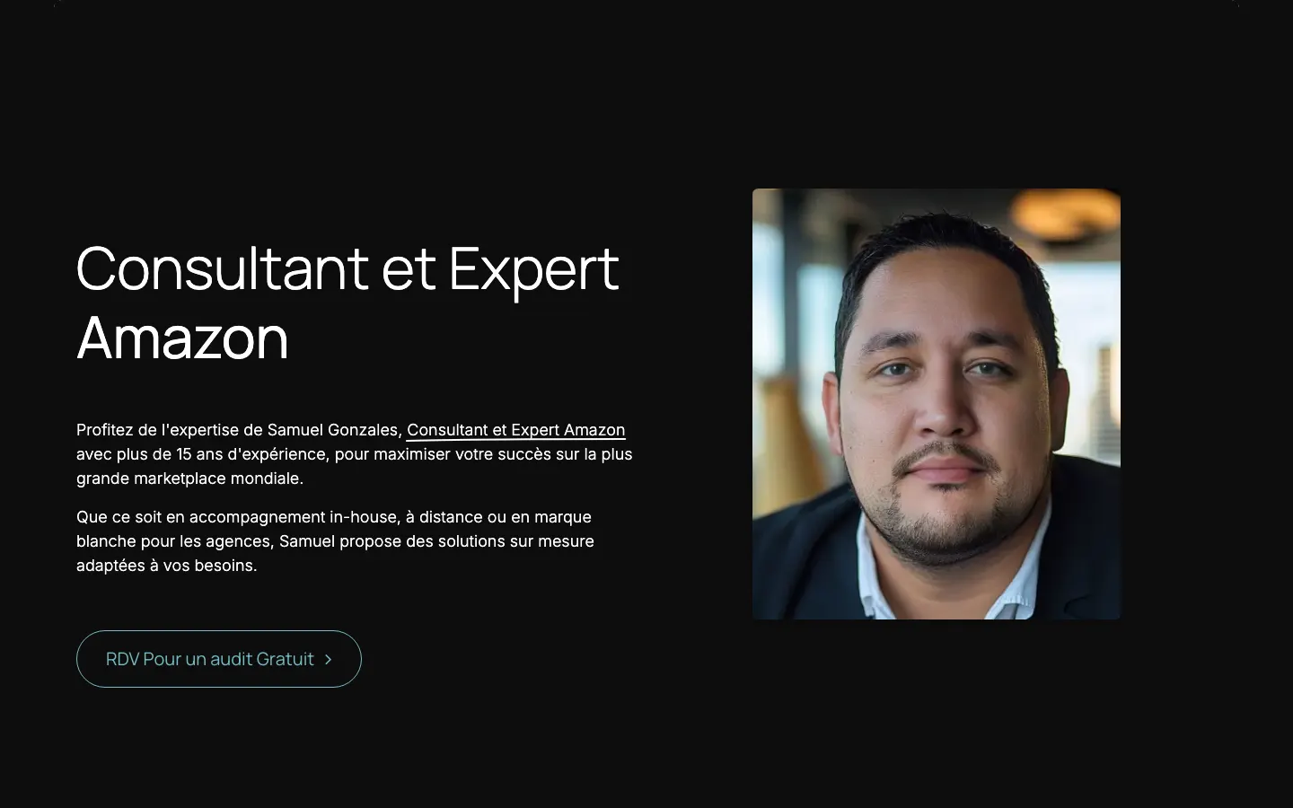 リヨン近郊のAmazonコンサルタント・専門家Samuel Gonzalesのサイトのトップページ