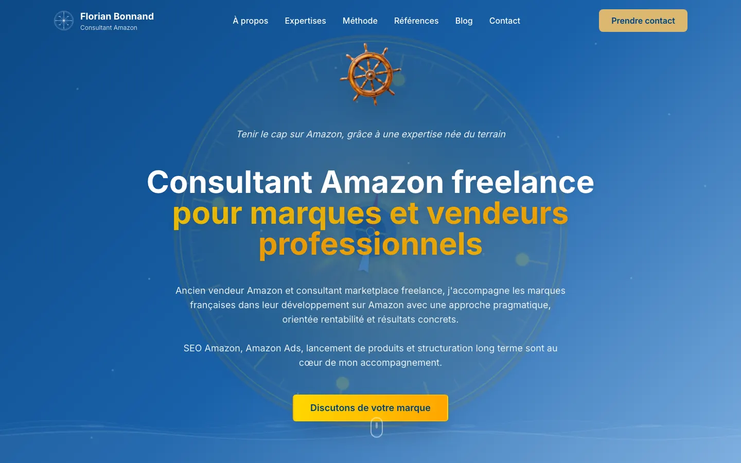 フリーランスのAmazonコンサルタントFlorian Bonnandのサイトのトップページ