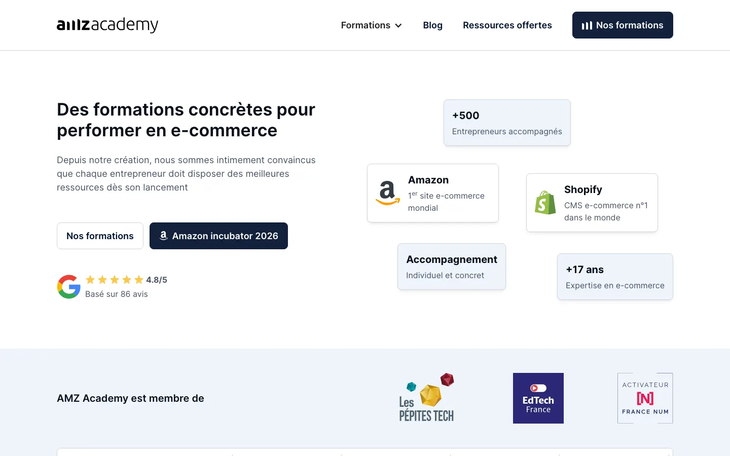 Amazon FBA講師Quentin BonteのサイトAMZ Academyのトップページ