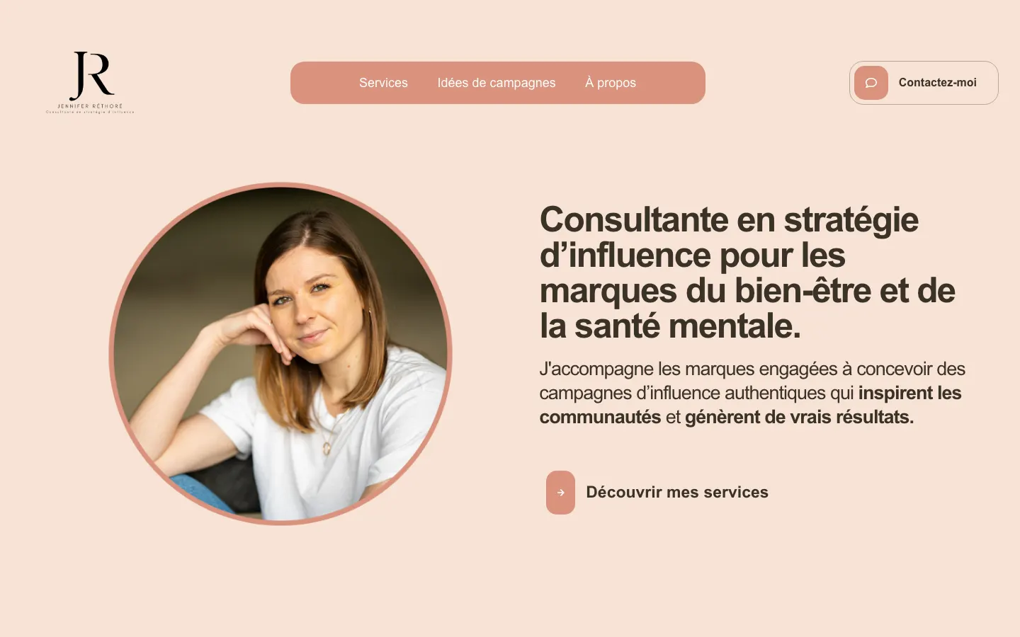 ウェルビーイング分野のブランド向けインフルエンス戦略コンサルタントJennifer Réthoréのサイトのトップページ