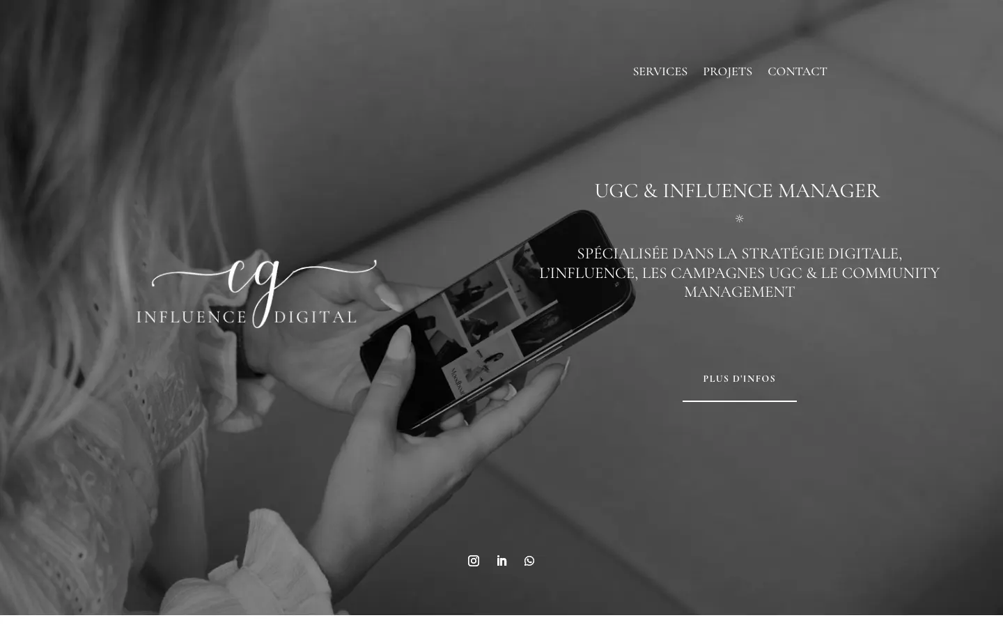 インフルエンサーマーケティングとUGCのコンサルタントClaire GervasoniのサイトCG Influenceのトップページ