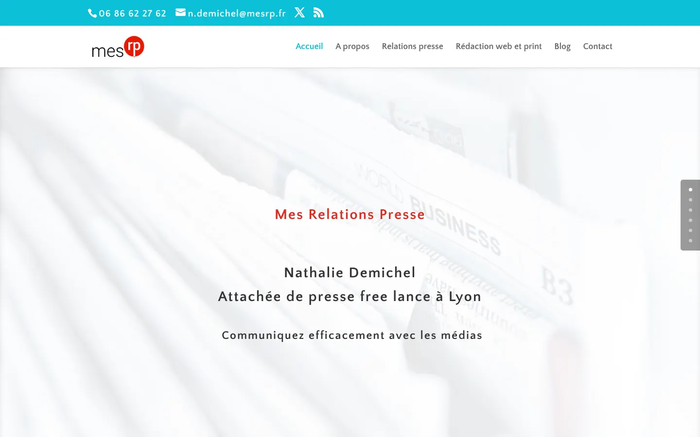 リヨンのフリーランス広報Nathalie DemichelのサイトMesRPのトップページ