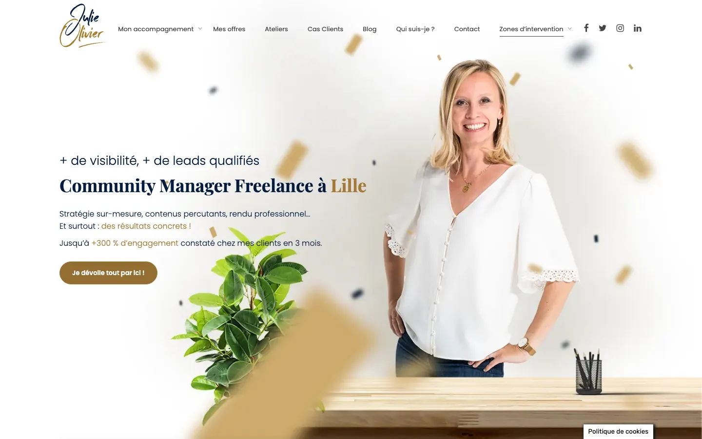 リールのフリーランスのコミュニティマネージャーJulie Olivierのサイトのトップページ