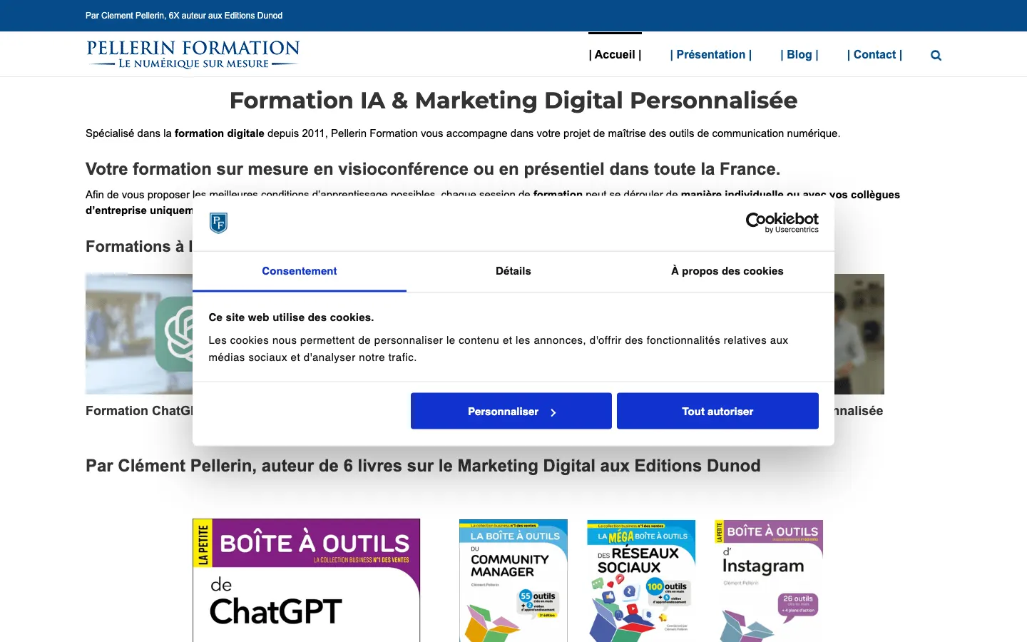 SNSトレーナーでDunod社の著者でもあるClément PellerinのサイトPellerin Formationのトップページ