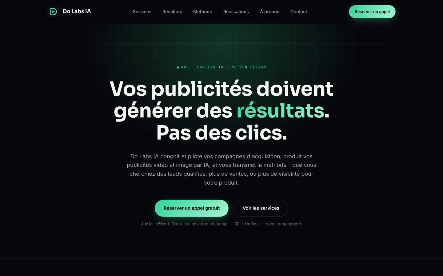 パリのTikTok広告・Meta広告のメディアバイヤーDorian Le FerのサイトDo Labs IAのトップページ