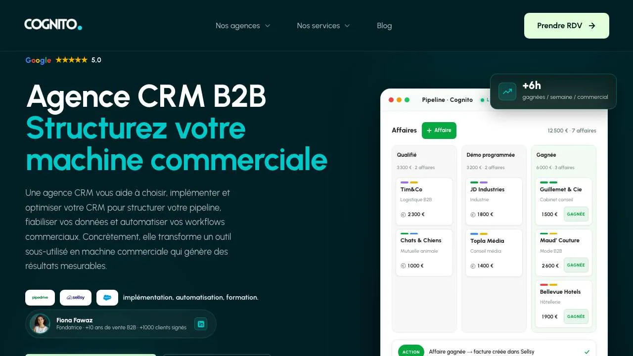 דף הבית של אתר סוכנות ה־CRM Cognito