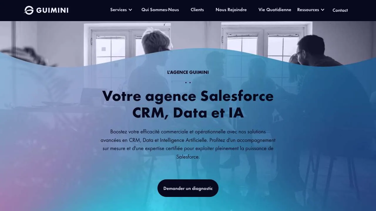 דף הבית של אתר סוכנות ה־Salesforce Guimini