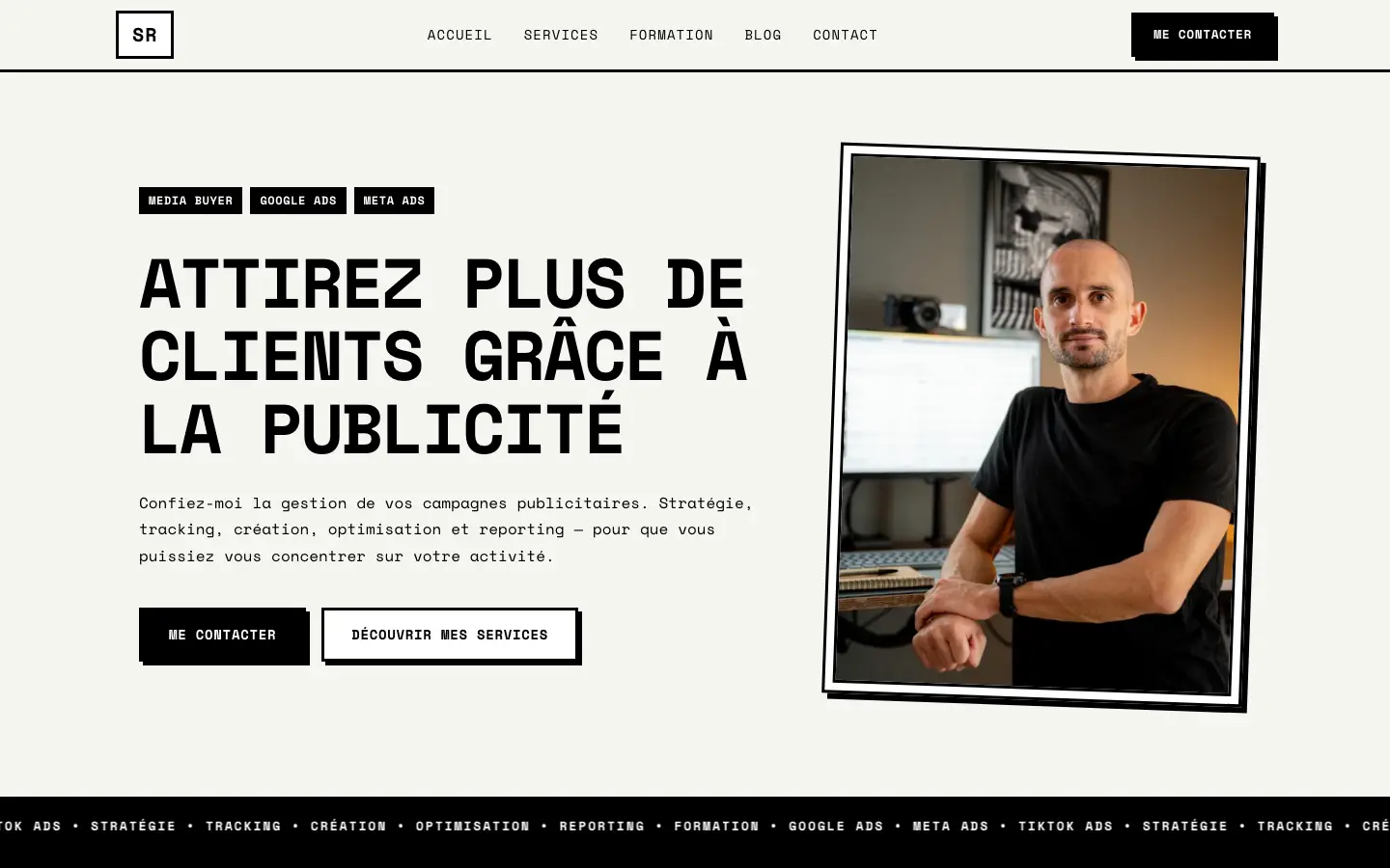 Homepage of the website of Sébastien Rech, online advertising consultant