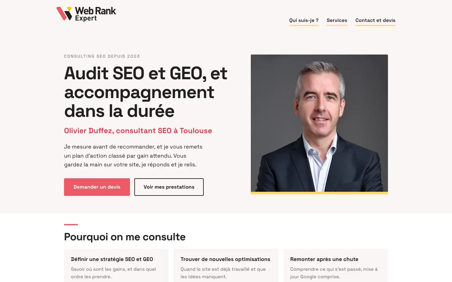 Home page of WebRankExpert, the site of Olivier Duffez, SEO consultant in Toulouse