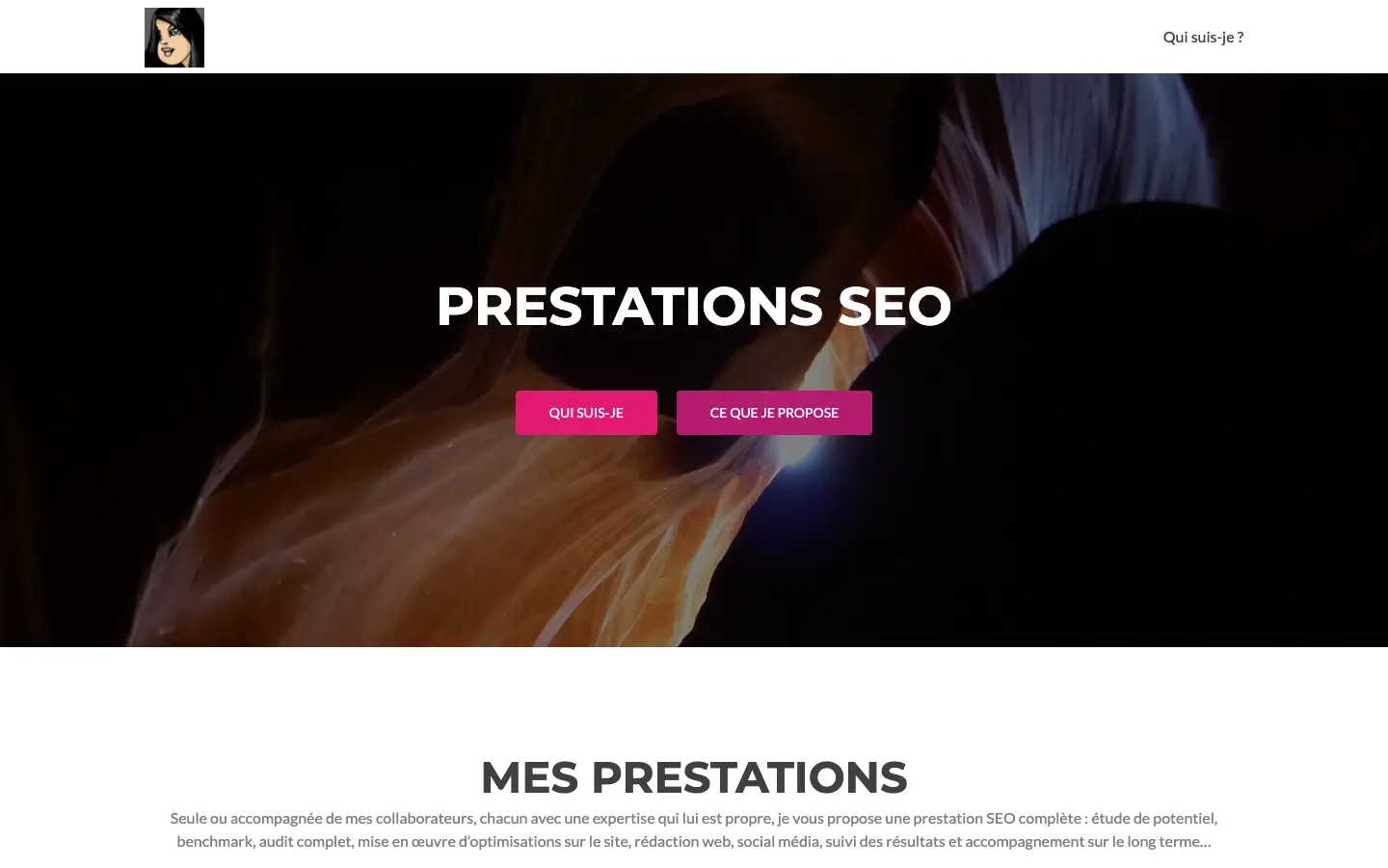 SEO services page of Alexandra Martin, SEO consultant known as Miss SEO Girl