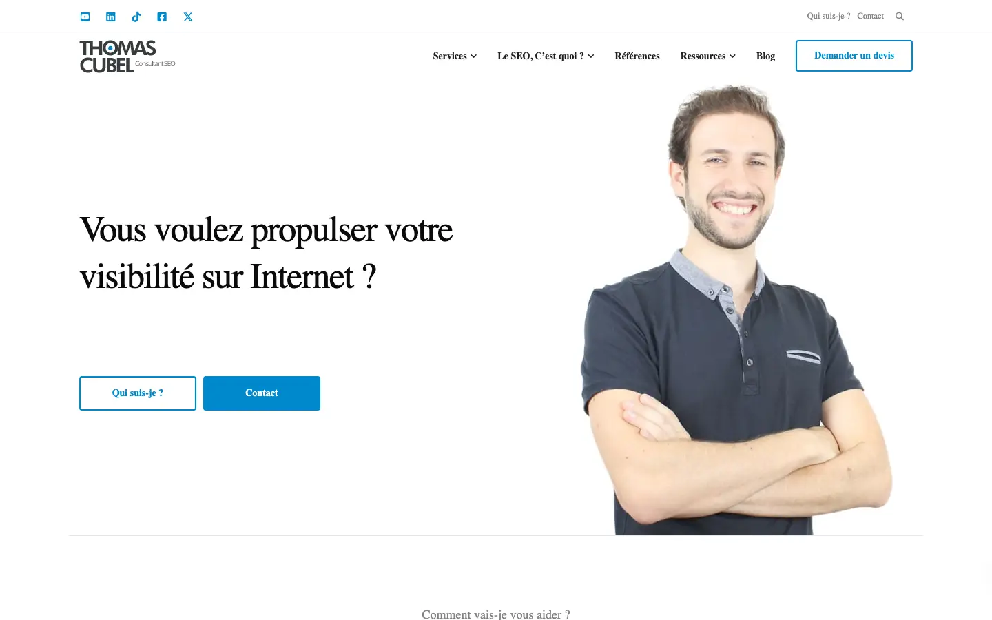 Home page of the site of Thomas Cubel, SEO consultant in Seine-et-Marne
