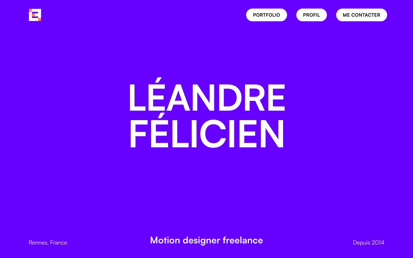 Homepage of the website of Léandre Félicien, independent motion designer in Rennes