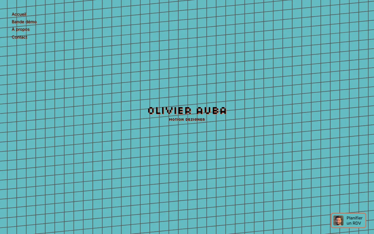 Homepage of the website of Olivier Auba, freelance motion designer between Paris and the Basque Country