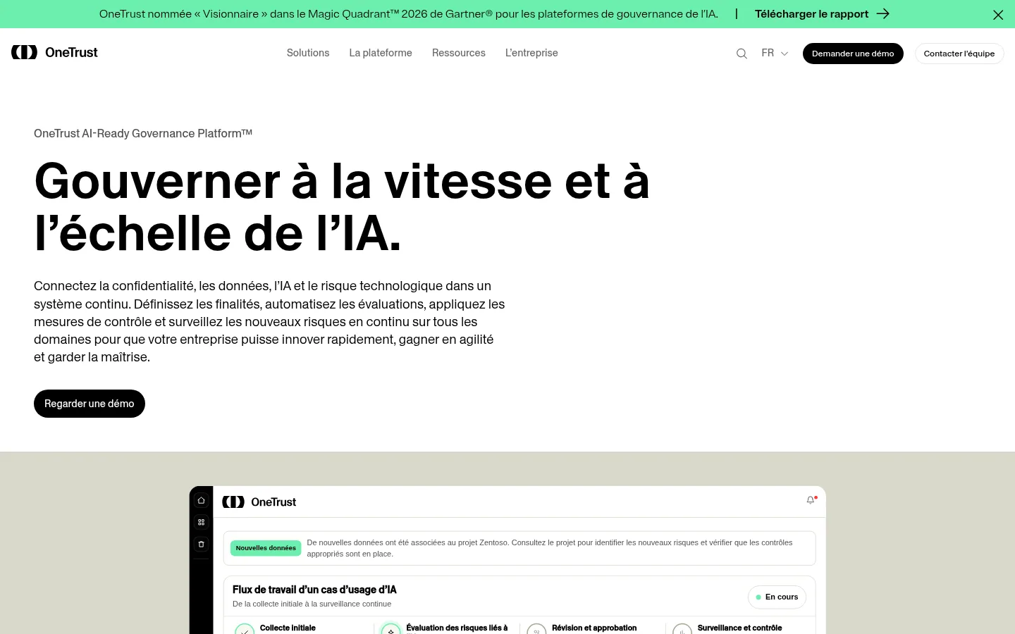 Startseite der Software OneTrust