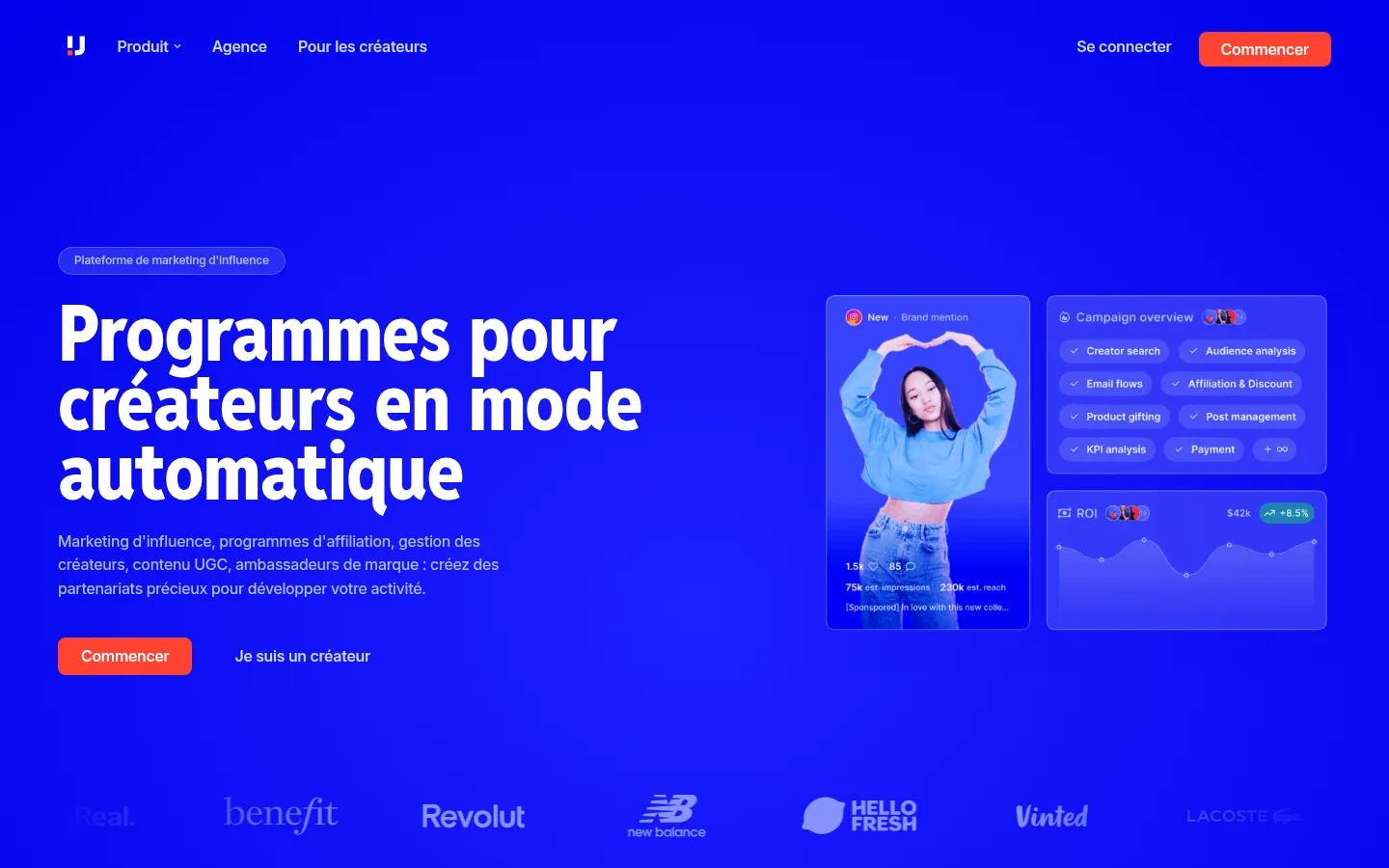 Homepage of the Upfluence software