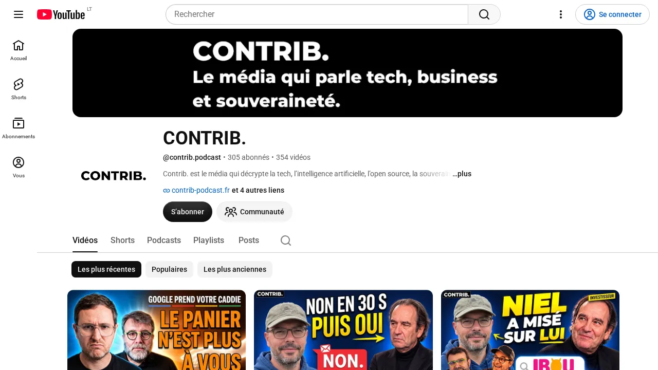 Christophe Vidal이 공동 진행하는 Contrib. 팟캐스트의 YouTube 채널과 최근 영상