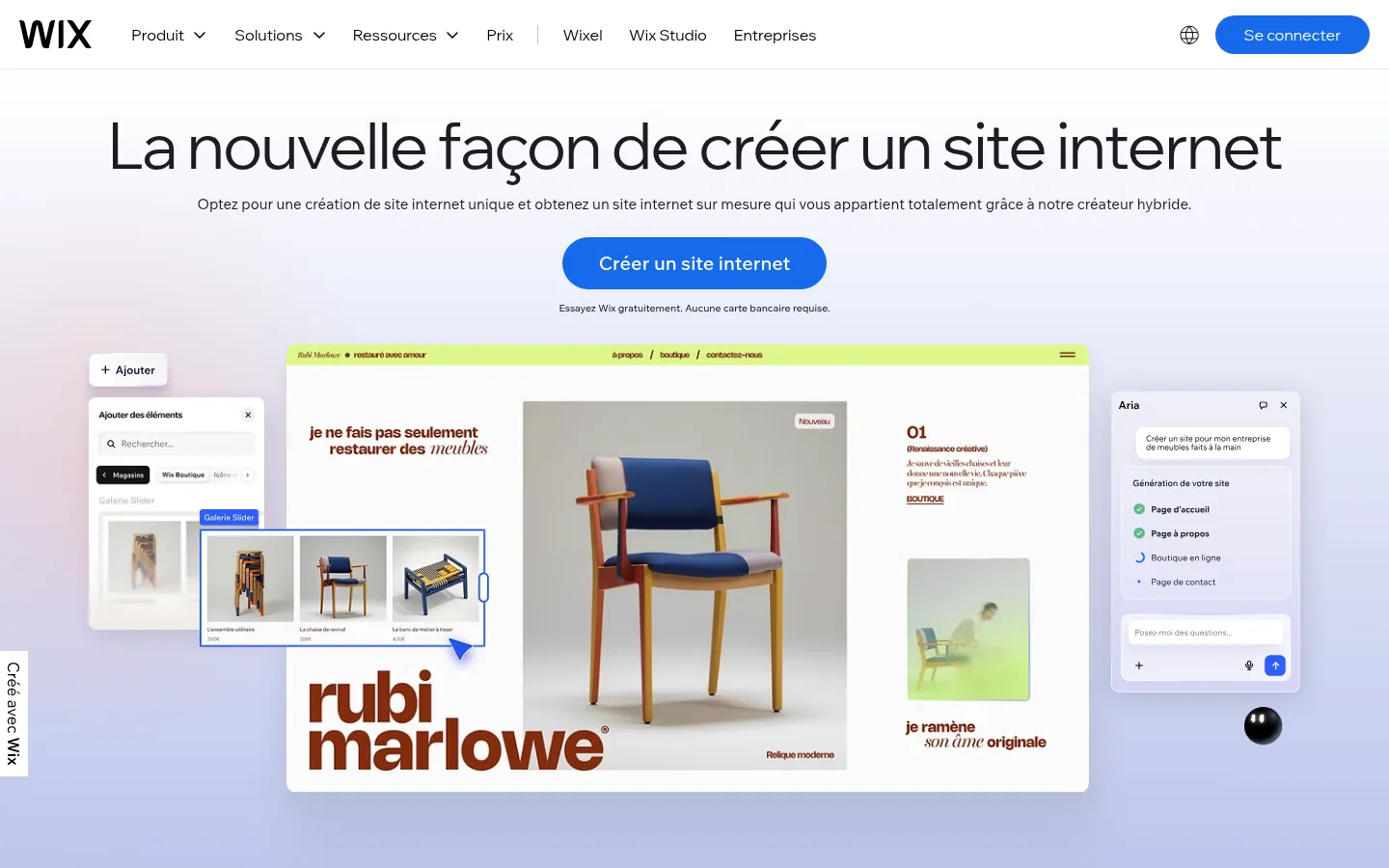 Homepage del software Wix