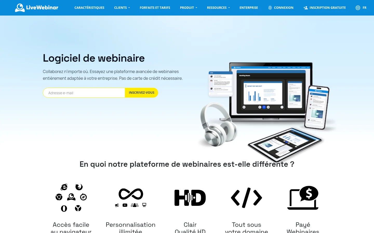 Startseite der Software LiveWebinar