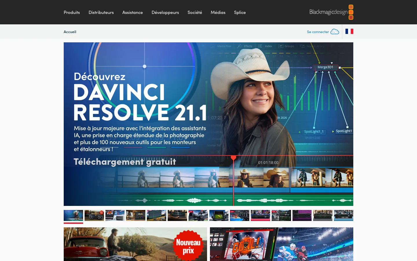 DaVinci Resolve software home page