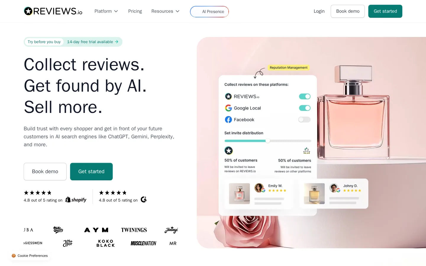 REVIEWS.io software home page