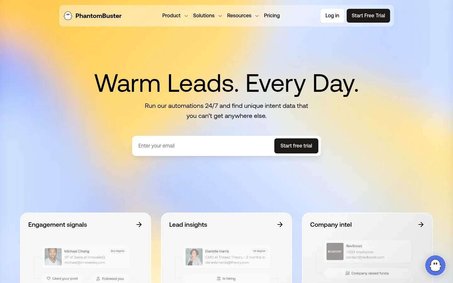 Homepage of the PhantomBuster software