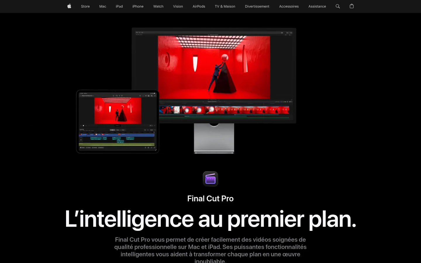 Final Cut Pro software home page