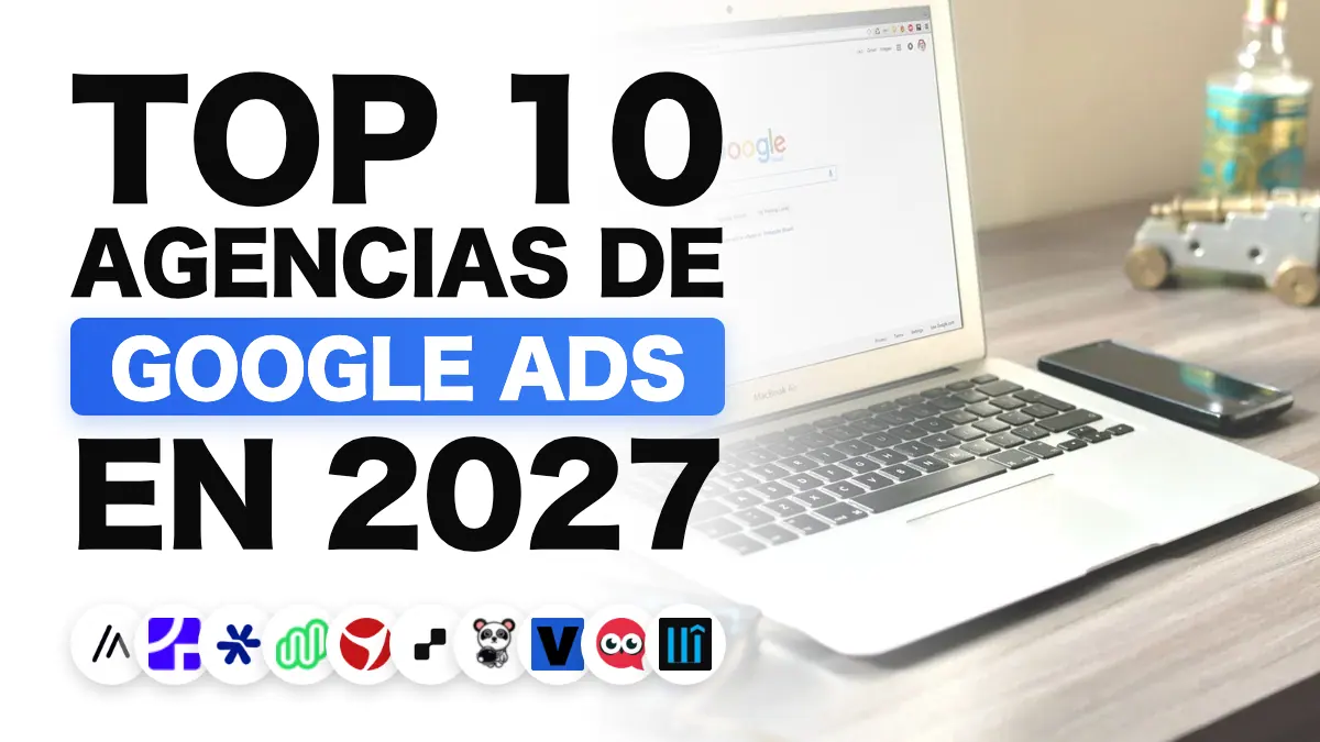 Portátil sobre un escritorio mostrando una página de buscador, que ilustra la clasificación de las mejores agencias de Google Ads de Francia