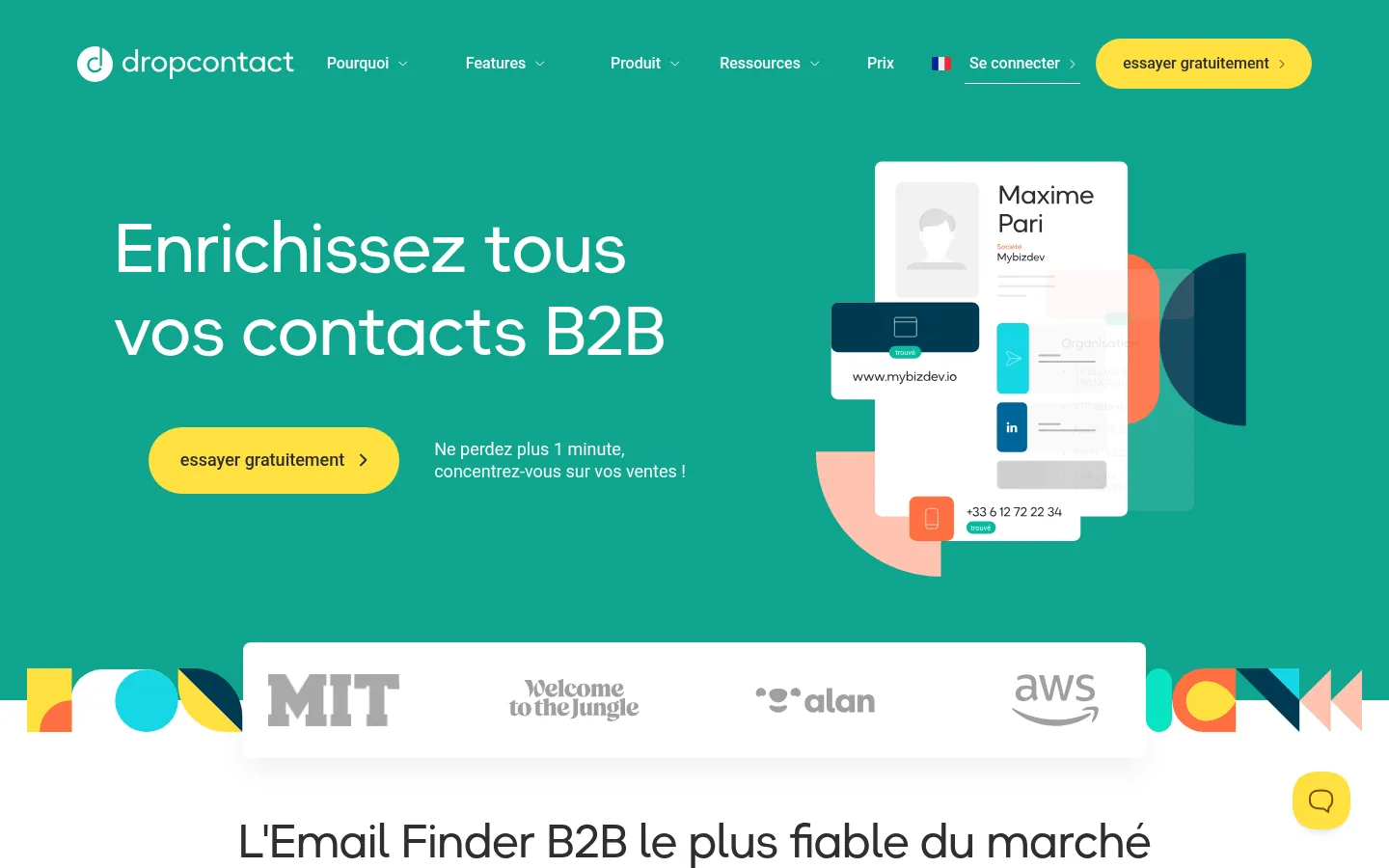 Homepage of the Dropcontact software