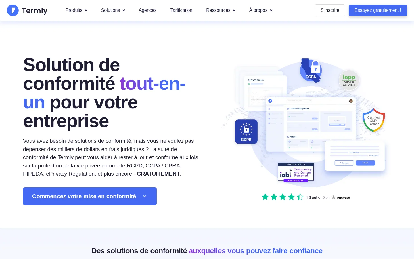 Startseite der Software Termly