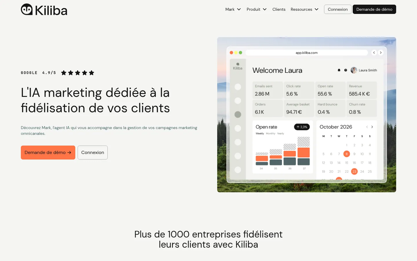 Homepage of the Kiliba software